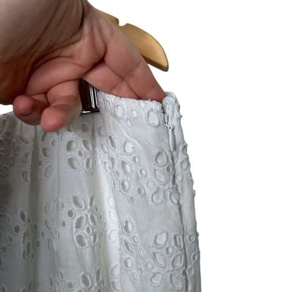 J.Crew White Linen-blend Maxi Side Slit Skirt Eyelet Elastic Waist Plus Size 18 - Picture 4 of 12